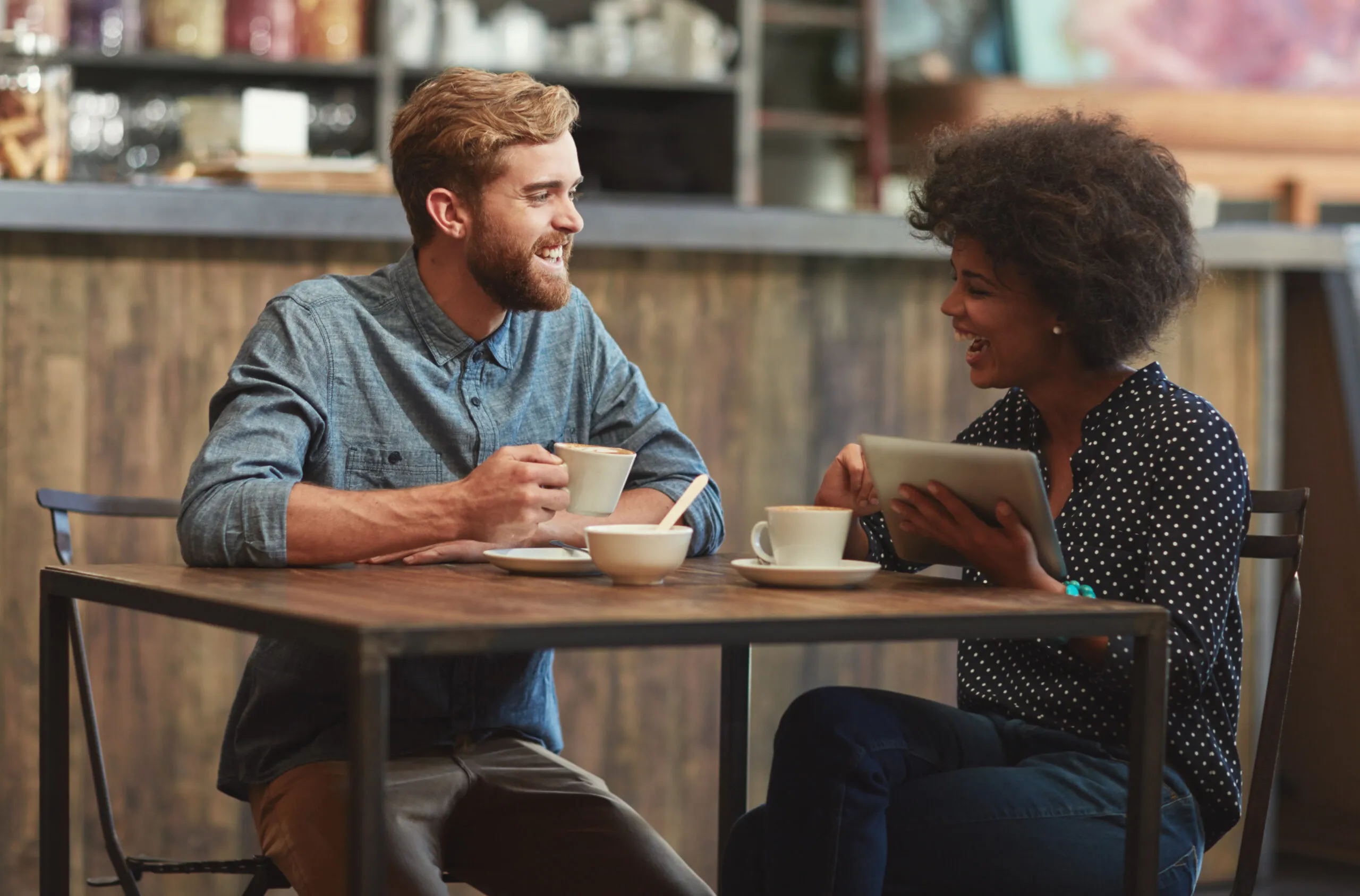 Young couple drinking coffee